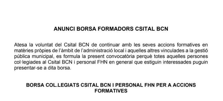 CSITAL Barcelona us anima a formar part de l’equip de formació i de preparadors del col·legi.