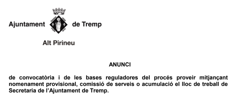 Lloc de treball de Secretaria de l’Ajuntament de Tremp